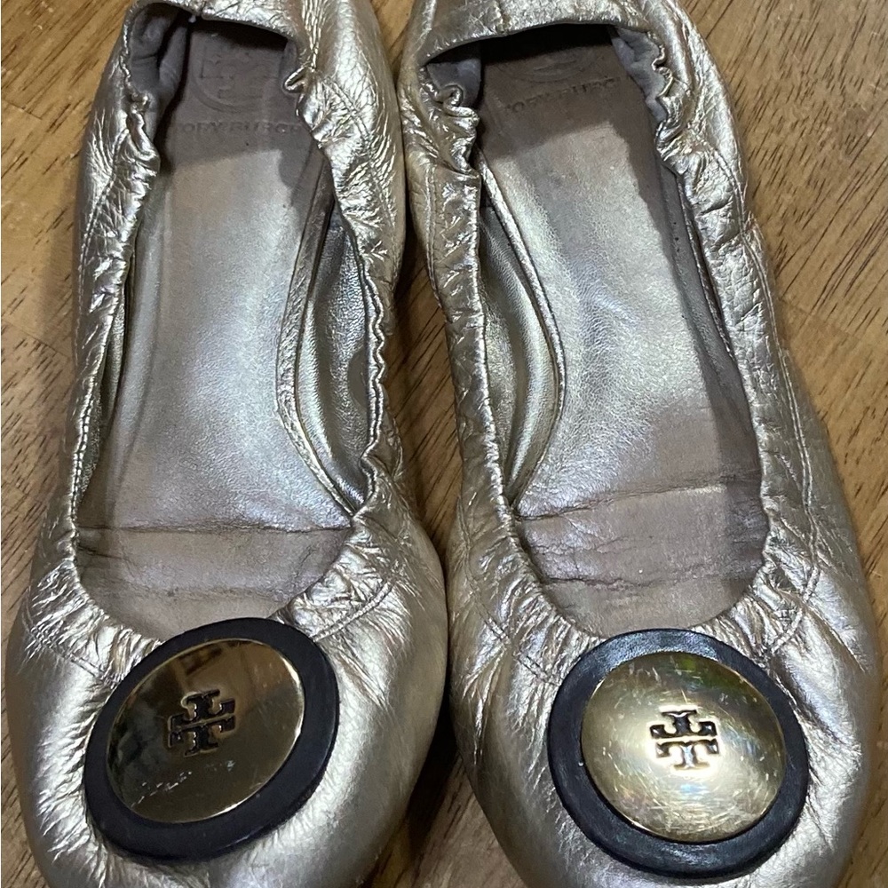 Tory Burch ballet flats shoes size10 gold color fair use